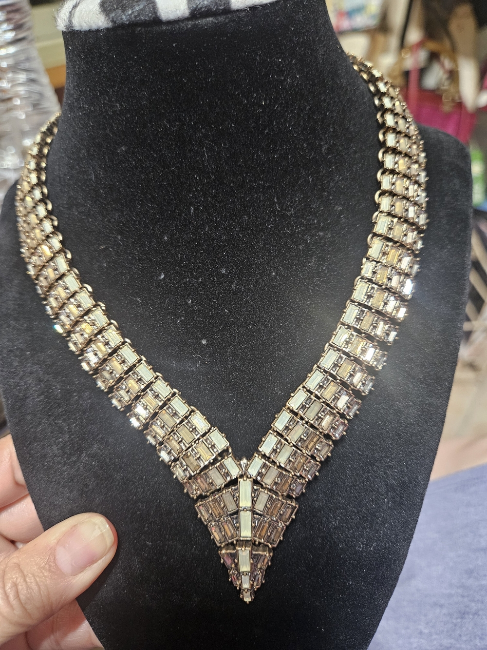 BaubleBar Gold-Tone Crystal V-Front Statement Necklace